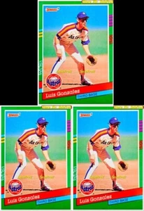 3x DONRUSS 1991 LUIS GONZALEZ MLB HOUSTON ASTROS STAR MINT #690 KARTEN LOT - Bild 1 von 2