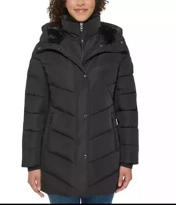 Andrew Marc Women's Mixed Media Hooded Puffer Walker Jacket Size Medium - Picture 1 of 10