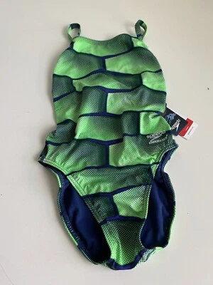Traje de baño Speedo Endurance+ Flyback corte carreras talla 26 verde/azul competición NUEVO Foto 1 de 4