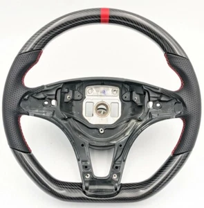 Volante negro fibra de carbono real para Mercedes W205 C300 GLA250 2015-2018 - Imagen 1 de 8