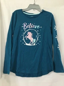 New Wonder Nation Unicorn T Shirt Top Shirt Girls Long Sleeve Teal XL+, XXL - Picture 1 of 4