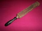 Rare Old Straight Razor Knife Sharpener Cushion Leather Strop Wood Handle