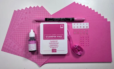 Stampin' Up!  Suministros en color ROSA PULIDO - cartulina, tinta, recarga, marcador++ Foto 1 de 4