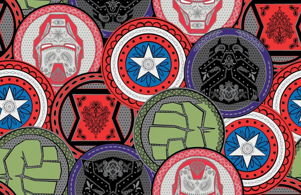 Muelles Creativos Marvel Vengadores Marvel Monedas Tela de Algodón por Yarda Foto 1 de 1