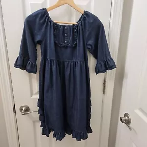 Sage & Lilly blau Denim Rüschen Kleid Mädchen Größe 12 100 % Baumwolle Western Boho - Bild 1 von 9