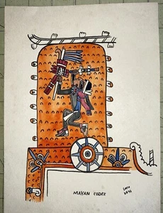 1936 R.G. Smith Original Artwork "Mayan Codex" Ancient History - Picture 1 of 4