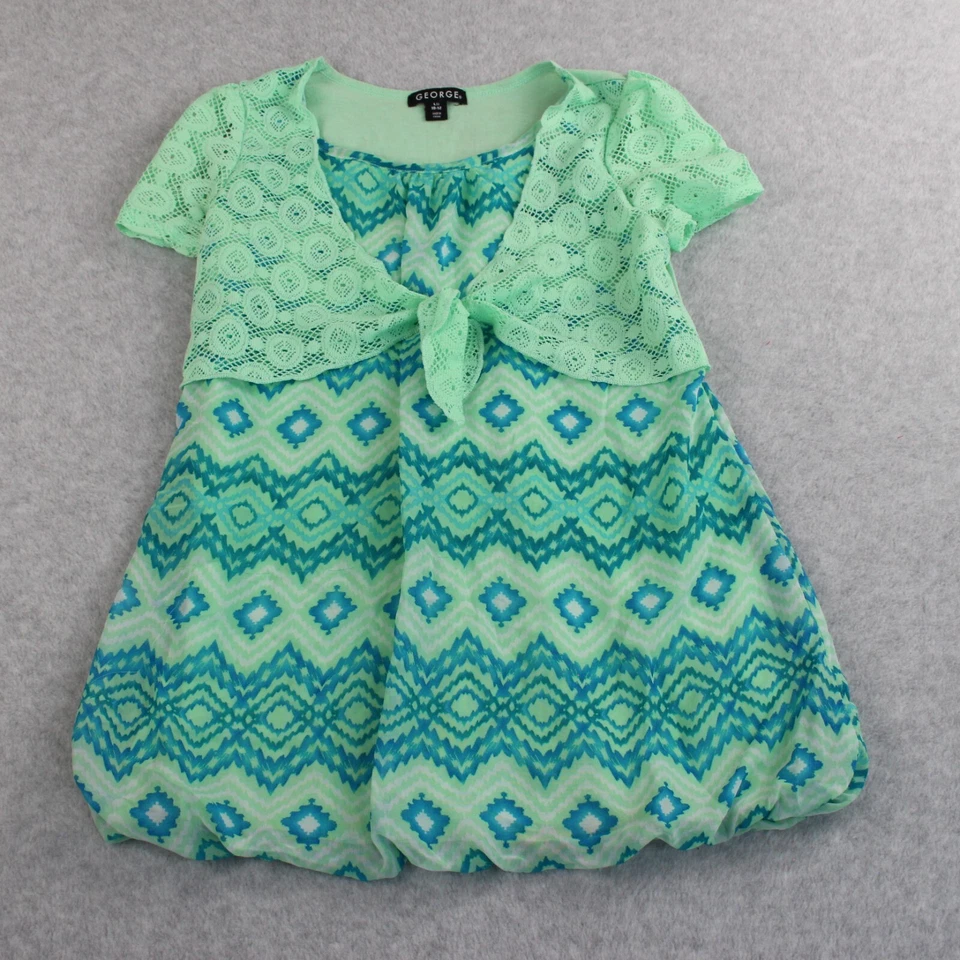 George Dress Girl's L (10-12) Green & Teal One Piece Lace Shrug - Image 1 of 4