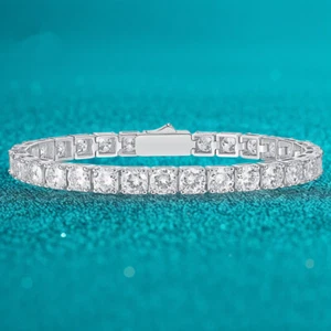 ALL SIZE VVS1/D Certified GRA Moissanite Tennis Bracelet S925 SILVER PASS TESTER - Picture 1 of 13