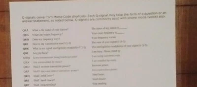 Tabla de señales Q para radioaficionados de Estados Unidos, radioaficionado ~ laminado ~ Foto 1 de 2