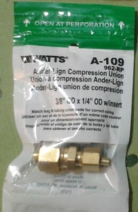 COMPRESSION UNION: 3/8" OD x 1/4" OD w/insert. Watts. New. - Picture 1 of 5