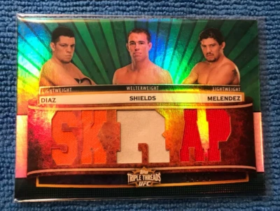 2012 Nate Diaz Gilbert Melendez Jake Shields Topps UFC Knockout Relic 14/18 - Image 1 of 3