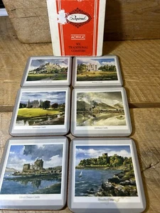 Vintage Drinks Coasters by Pimpernel 6x Scottish Castles Cork Backing - Picture 1 of 8