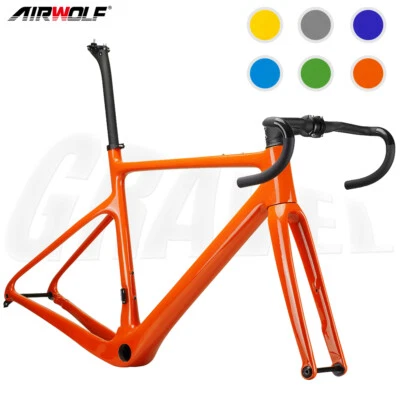 AIRWOLF T1100 Carbon Gravel Frame Road Bicycle Fahrradrahmen 700*40C Handlebar - Bild 1 von 4