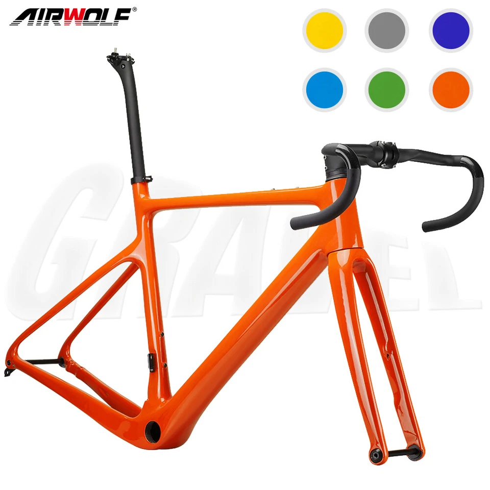 AIRWOLF T1100 Carbon Gravel Frame Road Bicycle Fahrradrahmen 700*40C Handlebar - Bild 1 von 4