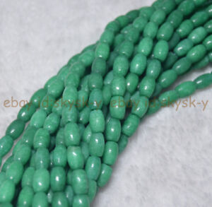 6x9mm Natural Green Jade Gemstone Rice-shaped Loose Beads 15" Strand