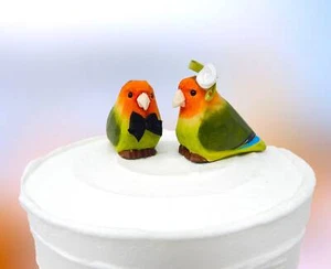 Lovebird Kuchen Topper Vogel Braut Bräutigam Liebe Hochzeit Verlobung Holzstatue - Bild 1 von 7
