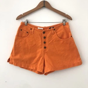 VNTG Y2K Womens No Boundaries Orange Jean Denim Shorts Button Fly Sz 13/14 28” - Picture 1 of 16