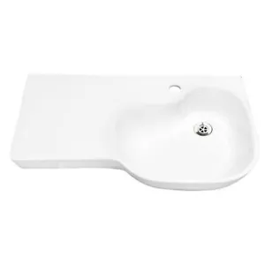 Gentec Sterisan 710mm Anti-Microbial Wall-Mounted Bathroom Basin Sink Left-Shelf - Picture 1 of 2