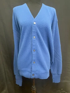 VINTAGE 90s ARROW USA Cardigan XL Blue Acrylic Sweater Button Front Classic - Bild 1 von 2