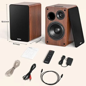 Saiyin Bluetooth Bookshelf Speakers Record Player, Powered Studio Monitor 50w - Picture 1 of 7
