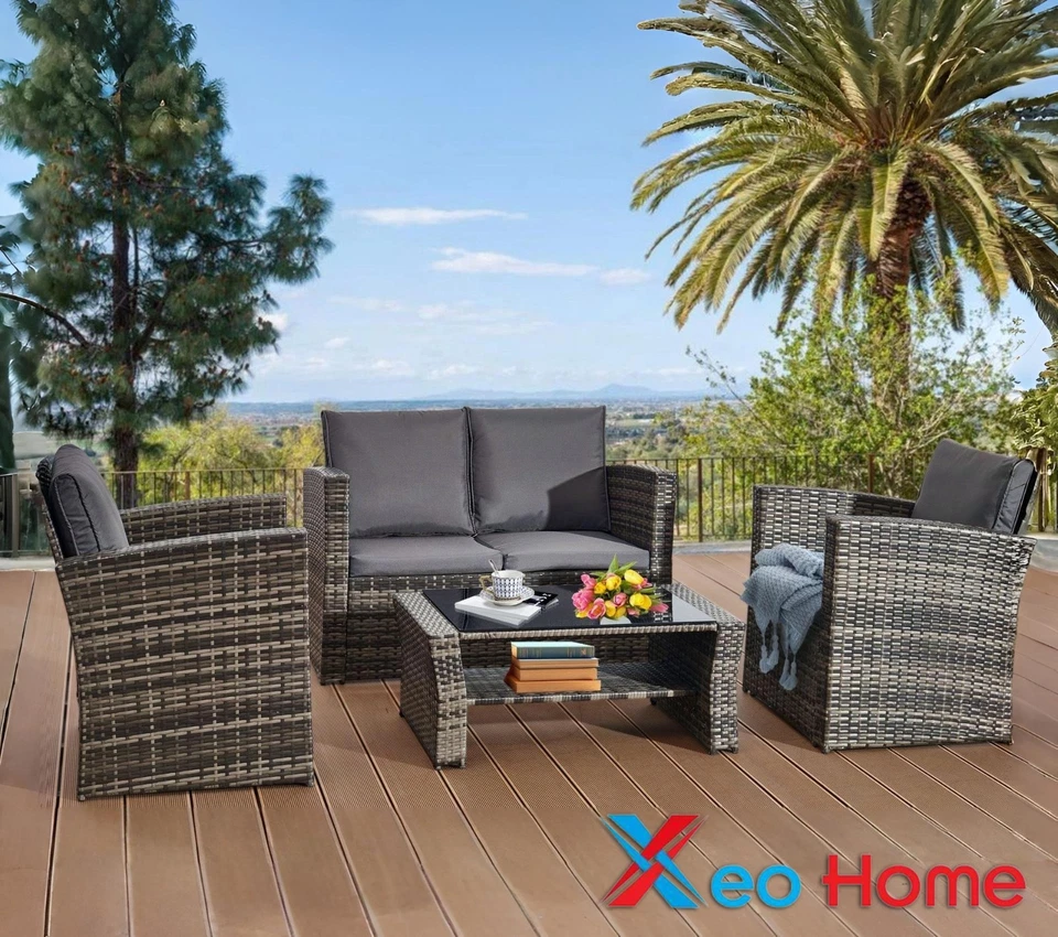 Rattan Garden Furniture Sofa Set 4Seater Outdoor 2-chair Indoor Balcony Backyard