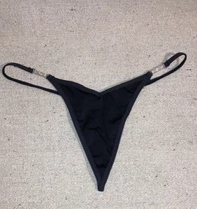 Schwarz Victoria’s Secret Metal Bar Crystals Tanga V-String Höschen XS S M Neu - Bild 1 von 8