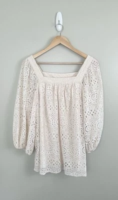 LC Lauren Conrad Women’s 0X Lace Top Flowy Boho Ivory Square Neck Lined - Image 1 of 4