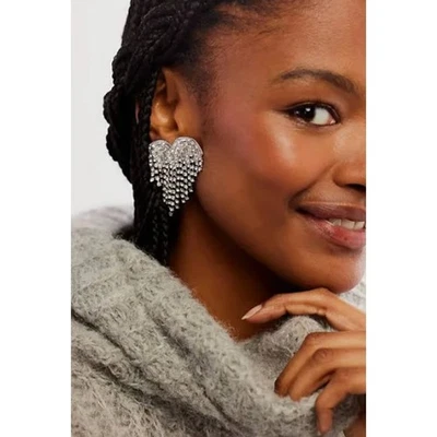 Pendientes colgantes Free People Hearts On Fire estrás corazón flecos declaración nuevos con etiquetas Foto 1 de 4