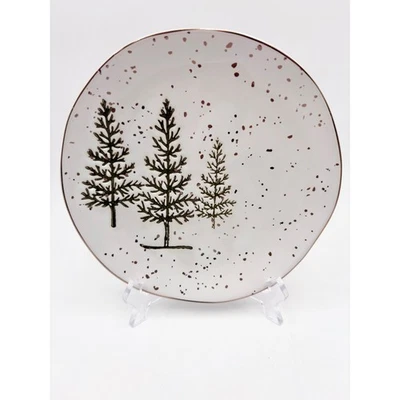 Plato de ensalada Potters Studio árboles de Navidad borde dorado moteado plato de acento Foto 1 de 3