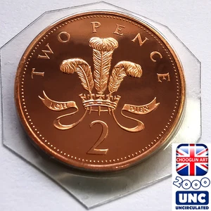 (BRILLIANT UNC) BRITISH 2000 ELIZABETH II TWO PENCE 2p coin, 25 Years Old! - Bild 1 von 2