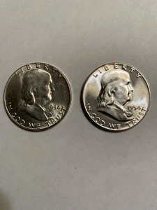 2- 1954-P Franklin Half Dollar, Stempelglanz, 90% Silber, Stichtag - Bild 1 von 5