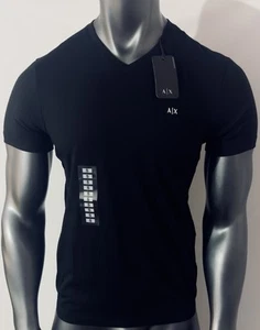 New Armani Exchange Men's Slim Fit V Neck Plain Short Sleeve Shirt - Picture 1 of 5