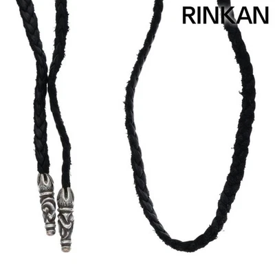 Collar de plata con hoja de desplazamiento trenzada de cuero con corazones cromados para hombre usado 4a54c775db Foto 1 de 4