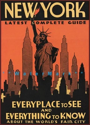 Guía de la ciudad de Nueva York 1939 impresión de póster estilo retro arte de viaje decoración de pared Foto 1 de 4
