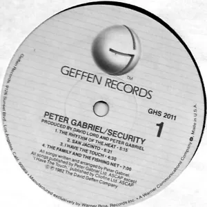 PETER GABRIEL SECURITY ALBUM ,LP ONLY NO COVER - Picture 1 of 2