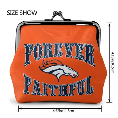 Denver Broncos Leather Coin Purse Change Purse "forever Faithful" Ladies Wallet Cover