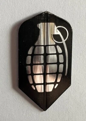 Dart Flights 10 sets Black and Silver HAND GRENADE Amerithon Slim Shape