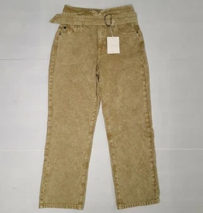 KanCan Jeans Straight Fit High Wasit Belted  7/27 Acid Wash Khaki NWT - Picture 1 of 8