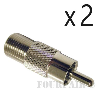 2 Pack Lot - RCA Male Plug to F Female Coax Jack Adapter Connector Coupler RG59 - Image 1 of 2