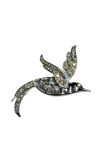 Vintage Sarah Coventry Silver Tone Bird W/ Clear Aurora Borealis Stones Brooch - Picture 1 of 8