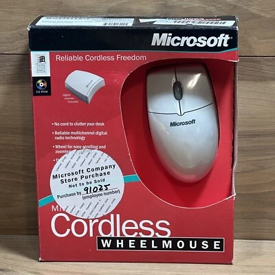 Vintage Microsoft Cordless Wheel Mouse Wireless X05-43135XB Retro - Image 1 of 4
