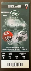 LaDainian Tomlinson FINAL last NFL TD 12-11-2011 ticket New York Jets KC Chiefs - Picture 1 of 1
