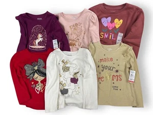 Kids Garanimals Girls Shirts LOT OF 6 sz 4/4T Long Sleeve Graphic Sparkle Ruffle - Picture 1 of 4