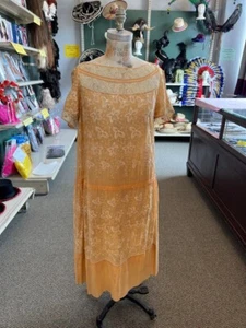 Vestido de Cambio Vintage Años 1920 Naranja Bordado Floral - Imagen 1 de 16