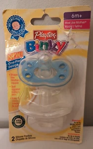 Playtex Binky 6M+ Blue & White Silicone Pacifier BPA Free 2006-2008 - Picture 1 of 11