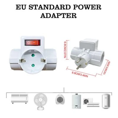 EU Standard Electrical Socket Multi-Plug 3-Way Multiple Socket ABS Plug B2V2 - Image 1 of 4