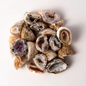 1/2 lb mini ágata oco geodas de media piedra preciosa mineral brillante - Imagen 1 de 8