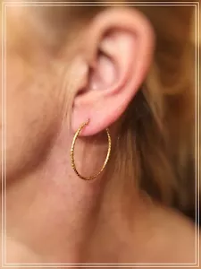 Goldcreolen Ohrschmuck - Creolen 30 - Silber 925 vergoldet diamantiert - Bild 1 von 2