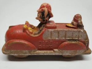 Vinitage Antique Sun Rubber Mickey Mouse Fire Department Ladder Truck Toy - Picture 1 of 14