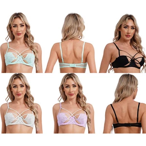 Womens Bra Sexy Top Comfortable Bras Hollow Out Underwear Nightclub Nightwear - Picture 1 of 49